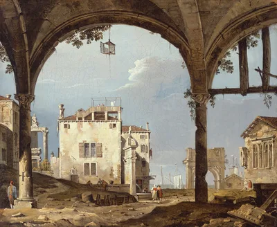 Portico with a Lantern — Follower of Canaletto