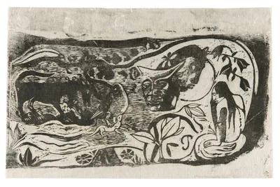 Plate with the Head of a Horned Devil, from the Suite of Late Wood-Block Prints — Paul Gauguin