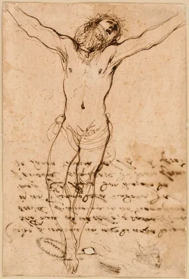 Christ on the Cross: Study for the Crucifixion with Saints — Guercino