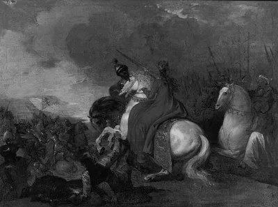 Queen Philippa at the Battle of Neville's Cross — Benjamin West