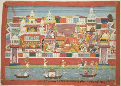 Krishna's Marriage to Kalinda, page from a Dispersed Bhagavata Purana manuscript