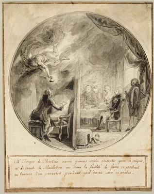 Gabriel de Saint-Aubin Executing the Portrait of the Bishop of Chartres — Gabriel de Saint-Aubin