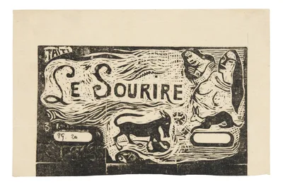 Fox, Busts of Two Women, and a Rabbit, headpiece for Le sourire — Paul Gauguin