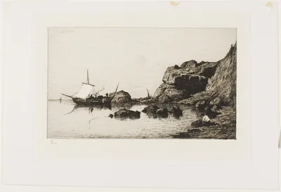 Fishing Craft near the Cliffs at Collioure — Adolphe Appian