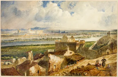 View of Avignon (from Villeneuve les Avignon) — Paul Huet