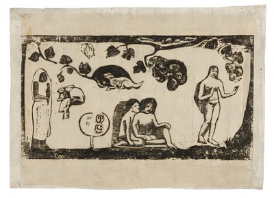 Women, Animals, and Foliage, from the Suite of Late Wood-Block Prints — Paul Gauguin