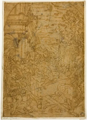Saint Benedict Moving the Stone which a Demon Had Made Immobile — Ludovico Carracci