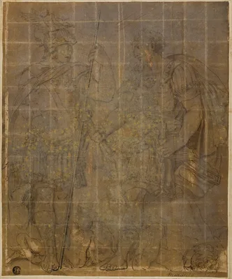 Two Roman Warriors with She-Wolf, Romulus, and Remus — Polidoro da Caravaggio