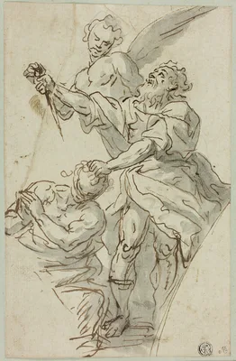 Sketch of Spandrel with Sacrifice of Isaac — Francesco de Mura