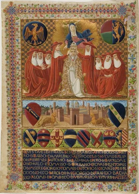 Pope Pius II, frontispiece to a Constitution of the Sienese Church of the Year 1464 — Vecchietta