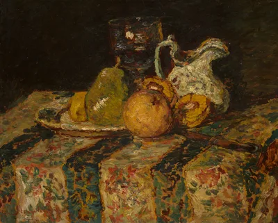 Still Life with Fruit and Wine Jug — Adolphe Joseph Thomas Monticelli