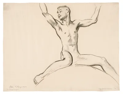 Seated Male Nude, Arms Uplifted — John Singer Sargent