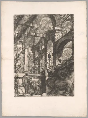 The Lion Bas-Reliefs, plate 5 from Imaginary Prisons — Giovanni Battista Piranesi