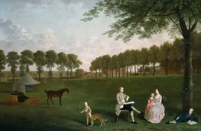 Sir John Shaw and his Family in the Park at Eltham Lodge, Kent — Arthur Devis