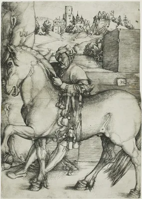 A Groom Bridling a Horse — Hans Baldung Grien