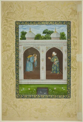 Album Page with Two Sheikhs — Mughal