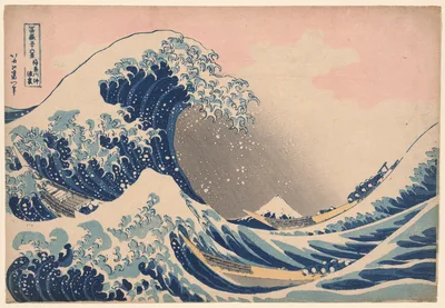 Under the Wave off Kanagawa (Kanagawa oki nami ura), also known as The Great Wave, from the series "Thirty-Six Views of Mount Fuji (Fugaku sanjurokkei)" — Katsushika Hokusai