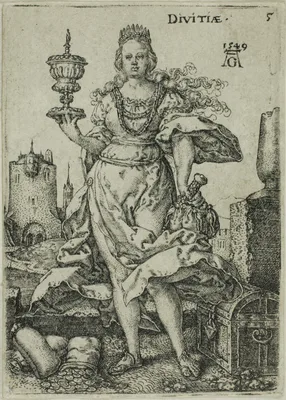 Wealth, plate five from Virtues and Vices — Heinrich Aldegrever