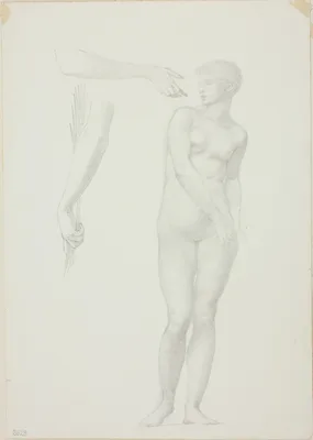 Standing Female Nude and Sketches of Arms — Edward Burne-Jones