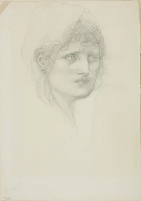 Draped Head, Eyes Looking Toward Right — Edward Burne-Jones
