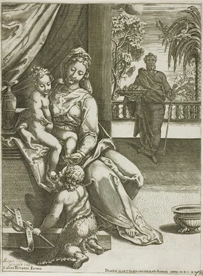 Virgin and Child with Saint John — Diana Scultori