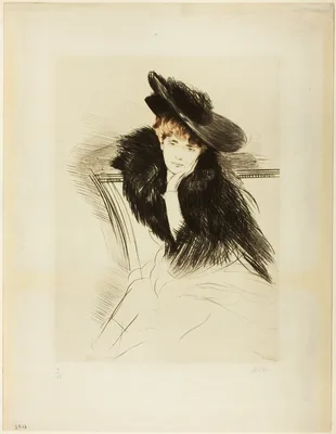 Woman Seated Leaning Forward, Chin Cupped in Left Hand — Paul César Helleu