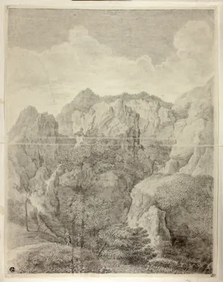 Mountain Landscape with Two Figures in Foreground — Gaspard Dughet
