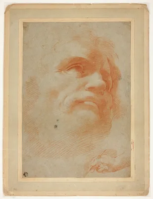 Male Head and Sketch of Right Hand Holding Stylus — Antonio da Correggio