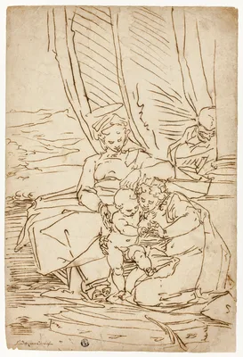 Holy Family with Saint Catherine — Luca Cambiaso