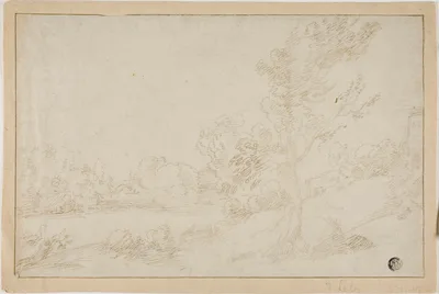 Landscape with River Bank — Annibale Carracci