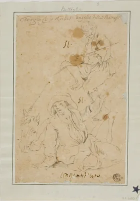 Two Peasants with Donkey — Michelangelo Cerquozzi