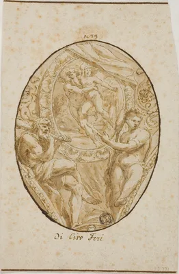 Spandrel with Rape of Orytheia Flanked by Hercules and Omphale — Ciro Ferri