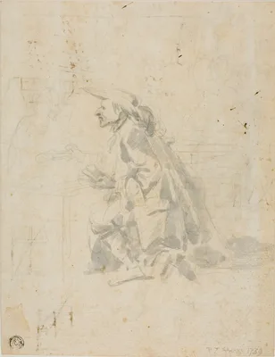 Kneeling Man Approaching Another Figure — Pier Leone Ghezzi