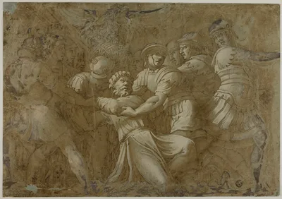 Roman Soldiers Arresting Saint Peter (?) — Polidoro da Caravaggio