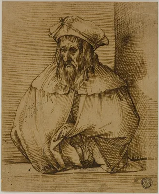 Half-Length Sketch of a Gentleman Wearing Hat and Cape — Bartolomeo Passarotti