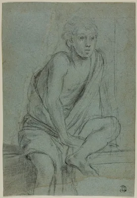 Seated Youth: Study for Flagellation of Saint Andrew — Domenichino
