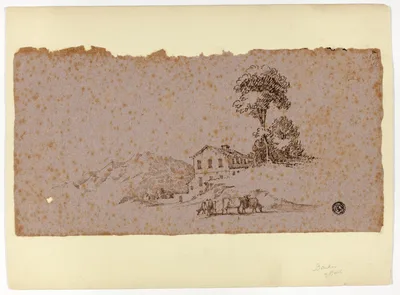 Farmhouse in the Mountains with Cows in Foreground — Thomas Barker