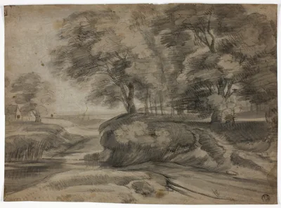 River Landscape with Wooded Banks — Lodewijk de Vadder