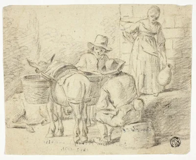Men and Donkeys, Woman with Pitcher — Edwin Landseer