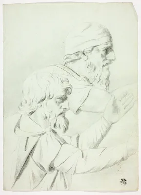 Study from the antique: two bearded men in profile — John Downman