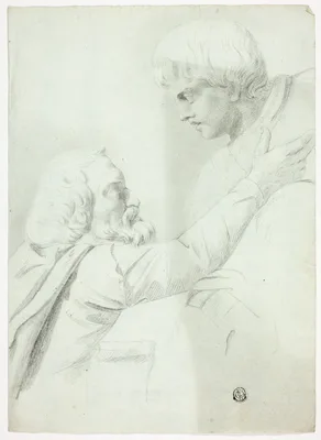 Study from the antique: a bearded man and a boy — John Downman