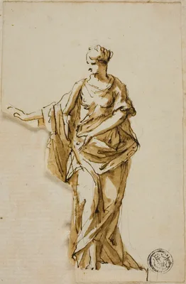 Standing Female Figure with Right Arm Raised — John Michael Rysbrack
