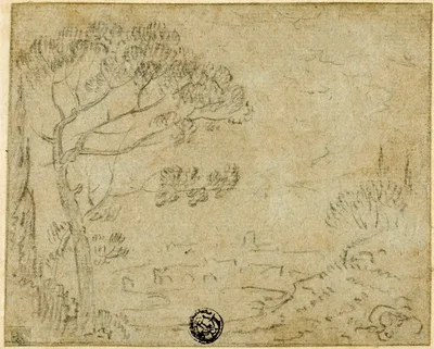 Italian Landscape with Umbrella Pine in Foreground — Richard Wilson