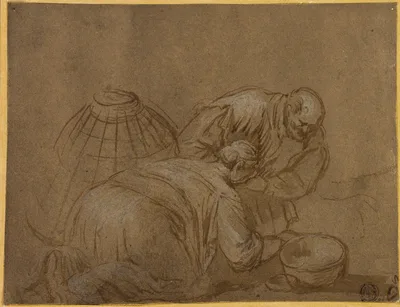 Peasant Couple Looking in a Basket — Jacopo Bassano