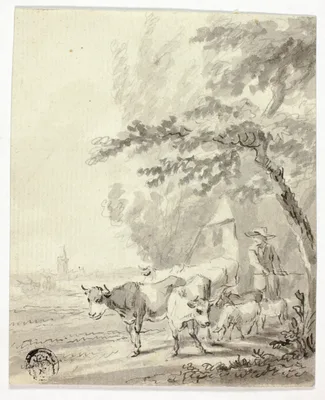 Man Herding Cows and Sheep — Nicolaes Pieterszoon Berchem