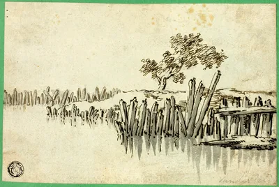 Stream with Pilings — Willem van de Velde the Elder