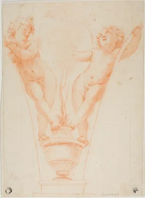 Two Putti with Potted Plant — Guido Reni