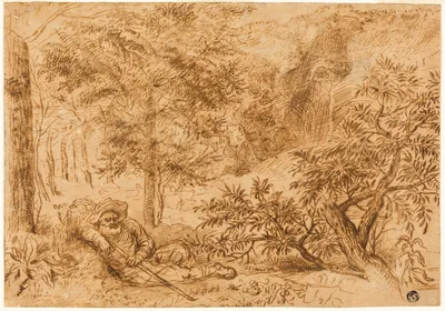 Landscape with Shepherd Sleeping under Tree — Jan Lievens