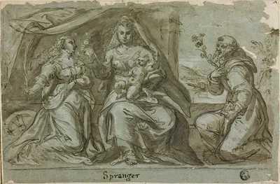 Madonna and Child with Saints Catherine and Dominic — Bartholomeus Spranger