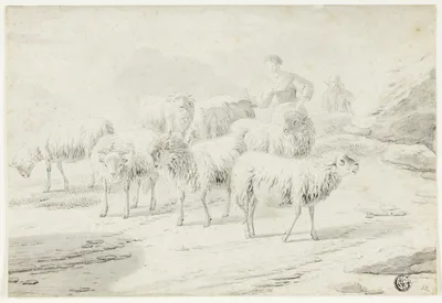 Shepherdess and Sheep — Philipp Peter Roos